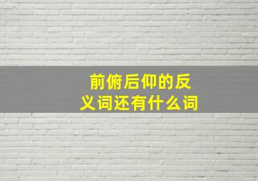 前俯后仰的反义词还有什么词