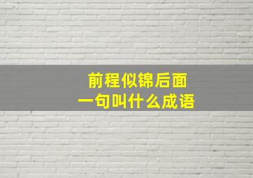 前程似锦后面一句叫什么成语