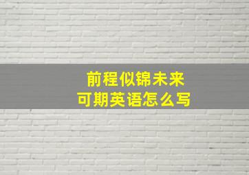 前程似锦未来可期英语怎么写