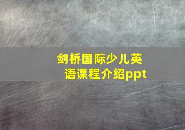 剑桥国际少儿英语课程介绍ppt