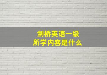 剑桥英语一级所学内容是什么