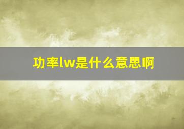 功率lw是什么意思啊