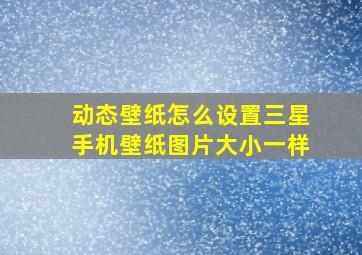 动态壁纸怎么设置三星手机壁纸图片大小一样