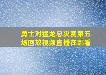 勇士对猛龙总决赛第五场回放视频直播在哪看