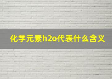 化学元素h2o代表什么含义