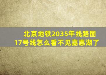 北京地铁2035年线路图17号线怎么看不见嘉惠湖了