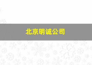 北京明诚公司