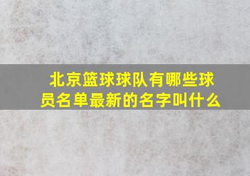 北京篮球球队有哪些球员名单最新的名字叫什么