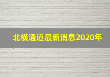 北横通道最新消息2020年