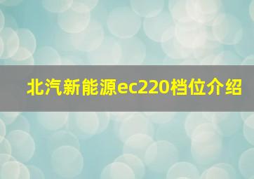 北汽新能源ec220档位介绍