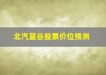 北汽蓝谷股票价位预测