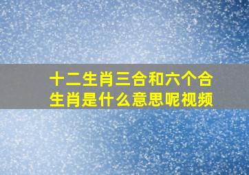 十二生肖三合和六个合生肖是什么意思呢视频