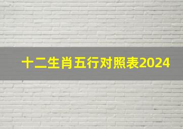 十二生肖五行对照表2024