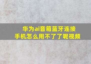 华为ai音箱蓝牙连接手机怎么用不了了呢视频