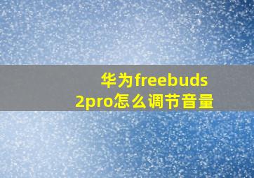 华为freebuds2pro怎么调节音量