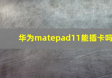 华为matepad11能插卡吗