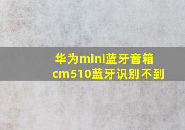 华为mini蓝牙音箱cm510蓝牙识别不到