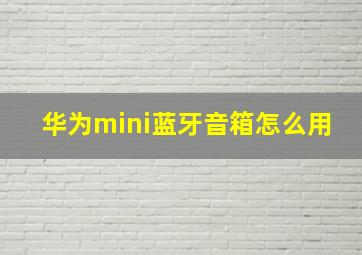 华为mini蓝牙音箱怎么用