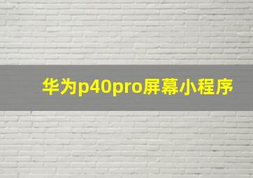 华为p40pro屏幕小程序