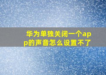 华为单独关闭一个app的声音怎么设置不了