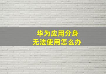 华为应用分身无法使用怎么办