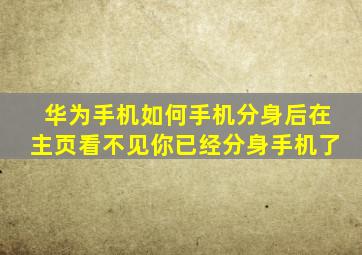 华为手机如何手机分身后在主页看不见你已经分身手机了