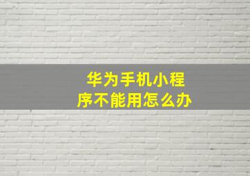 华为手机小程序不能用怎么办