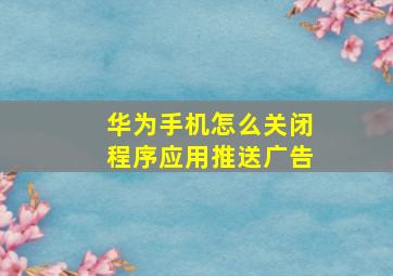 华为手机怎么关闭程序应用推送广告