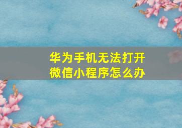 华为手机无法打开微信小程序怎么办