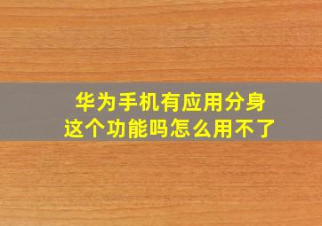 华为手机有应用分身这个功能吗怎么用不了