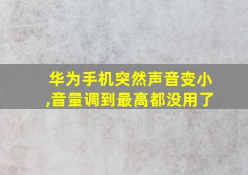 华为手机突然声音变小,音量调到最高都没用了