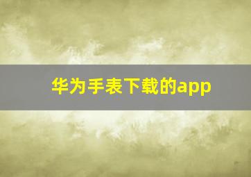 华为手表下载的app