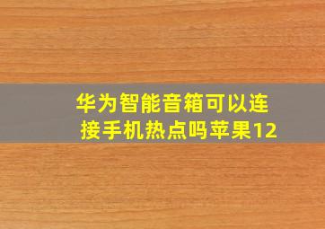 华为智能音箱可以连接手机热点吗苹果12