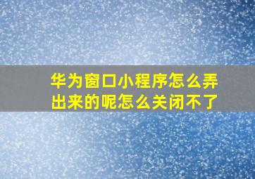 华为窗口小程序怎么弄出来的呢怎么关闭不了