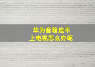 华为音箱连不上电视怎么办呢