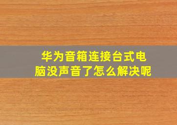 华为音箱连接台式电脑没声音了怎么解决呢