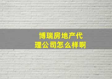 博瑞房地产代理公司怎么样啊