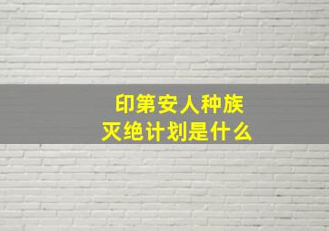 印第安人种族灭绝计划是什么