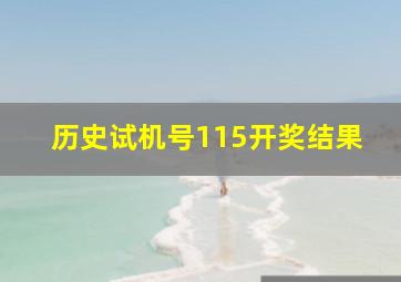 历史试机号115开奖结果