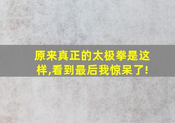 原来真正的太极拳是这样,看到最后我惊呆了!