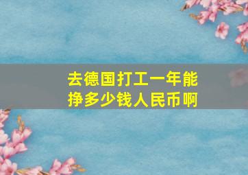 去德国打工一年能挣多少钱人民币啊