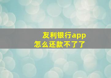 友利银行app怎么还款不了了