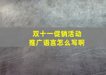 双十一促销活动推广语言怎么写啊