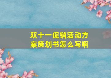 双十一促销活动方案策划书怎么写啊