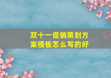 双十一促销策划方案模板怎么写的好