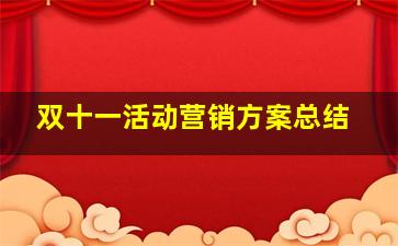 双十一活动营销方案总结