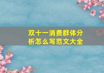 双十一消费群体分析怎么写范文大全