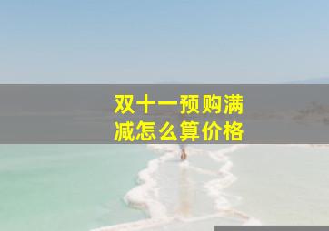 双十一预购满减怎么算价格