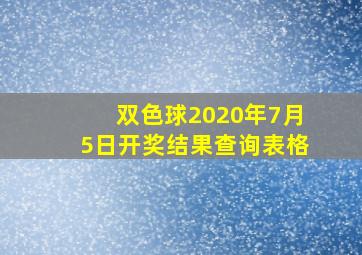 双色球2020年7月5日开奖结果查询表格