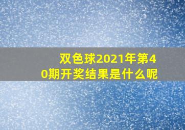 双色球2021年第40期开奖结果是什么呢